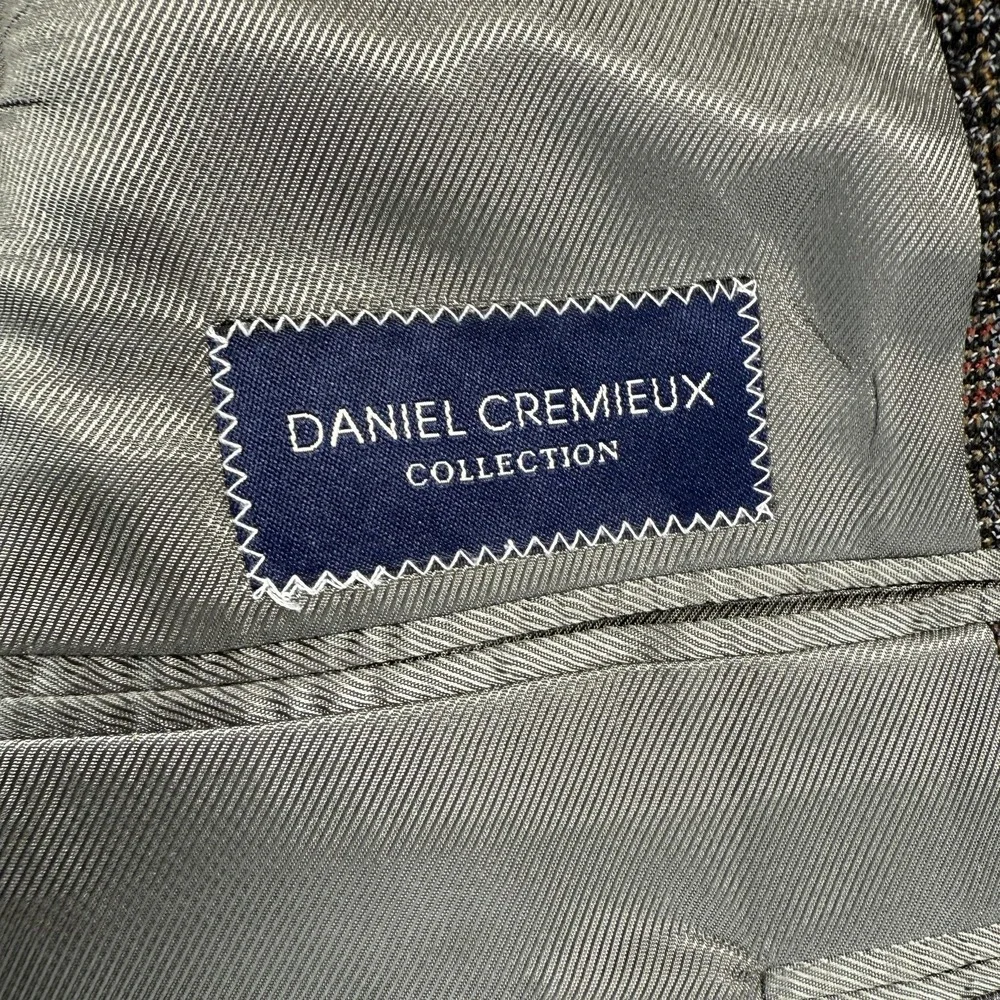 Daniel Cremieux Blazer Mens 46R Brown Gray‎ Plaid 3 Button Notch Lapel Made USA